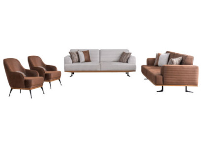 Conjunto de sofá para sala de estar de 4 piezas en estilo moderno. Nuevo en material textil.