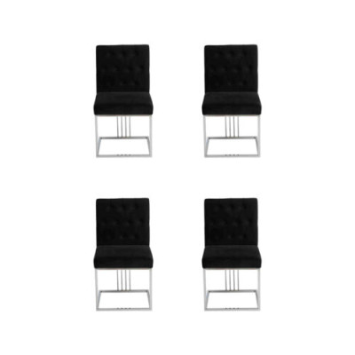 4 sillas negras silla de comedor de diseñador, muebles de comedor, sillas de acero inoxidable