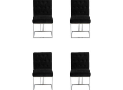 4 sillas negras silla de comedor de diseñador, muebles de comedor, sillas de acero inoxidable