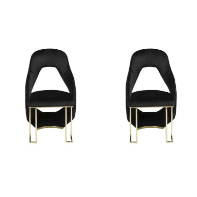 Elegante 2 sillas silla de comedor negra silla de cocina silla de respaldo lujo novedad