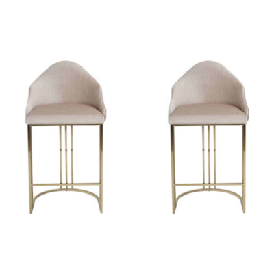 Mesa de comedor de lujo 2 sillas beige Sillón de respaldo Muebles Decoración Cojines de asiento Sillas
