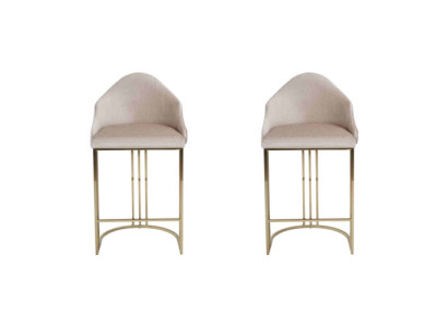 Mesa de comedor de lujo 2 sillas beige Sillón de respaldo Muebles Decoración Cojines de asiento Sillas