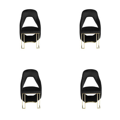 Elegante 4 sillas de comedor negras silla de cocina silla de respaldo de lujo novedad