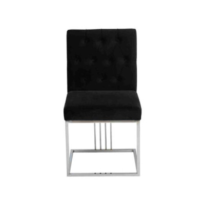 Sillón negro de diseñador para comedor, muebles de comedor, sillas de comedor, silla de acero inoxidable.