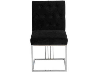 Sillón negro de diseñador para comedor, muebles de comedor, sillas de comedor, silla de acero inoxidable.