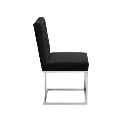 Sillón negro de diseñador para comedor, muebles de comedor, sillas de comedor, silla de acero inoxidable.