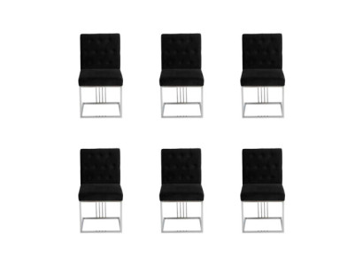 Silla de comedor negra con respaldo 6x Silla de diseñador Silla de acero inoxidable