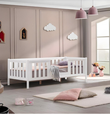 Habitación infantil 3 piezas Conjunto de muebles Cama infantil Blanca Armario Cómoda.