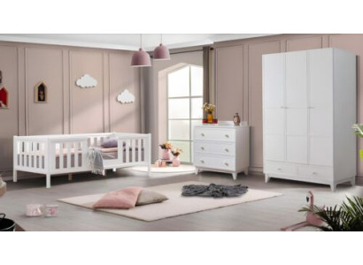 Habitación infantil 2 piezas Dormitorio Muebles Conjunto completo Habitación juvenil Blanco