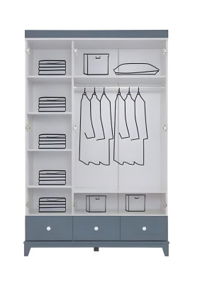Juego de dormitorio para niños completamente multicolor armario cómoda claro 2 piezas nuevo