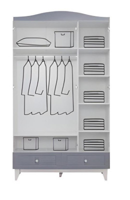 Sala de niños moderna 2 piezas Muebles Juego de habitación Multicolor Armario Cómoda