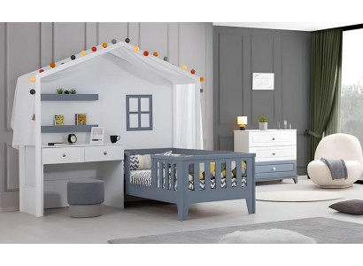 Habitación de niños multicolor moderna, conjunto de cama infantil con escritorio nuevo