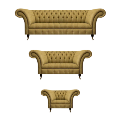 Juego de sofás de lujo amarillo para sala de estar, conjunto de 3 piezas, nuevo juego de sillones Chesterfield.