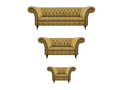 Juego de sofás de lujo amarillo para sala de estar, conjunto de 3 piezas, nuevo juego de sillones Chesterfield.