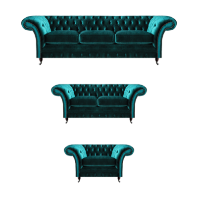Conjunto de sofás verde de 3 piezas Chesterfield de lujo para la sala de estar, diseño nuevo.