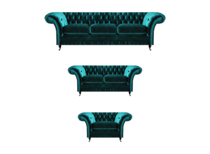 Conjunto de sofás verde de 3 piezas Chesterfield de lujo para la sala de estar, diseño nuevo.