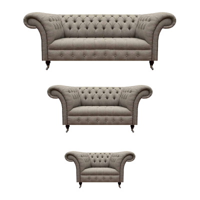 Sofá de dos plazas gris Conjunto de sofás de 3 piezas Sofá de tres plazas Sillón diseñado Chesterfield