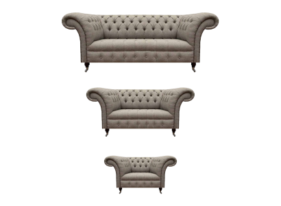 Sofá de dos plazas gris Conjunto de sofás de 3 piezas Sofá de tres plazas Sillón diseñado Chesterfield
