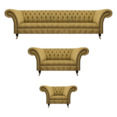 Juego de sofá completo de 3 piezas para sala de estar Chesterfield Sofás Sillón de tela.