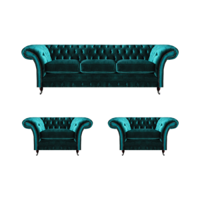 Diseño Chesterfield Sofá conjunto de 3 plazas sofá set 2x sillón tapizado
