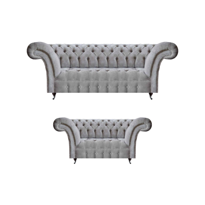 Conjunto de sofás de lujo de tres plazas con dos plazas gris Sofás sofá Chesterfield