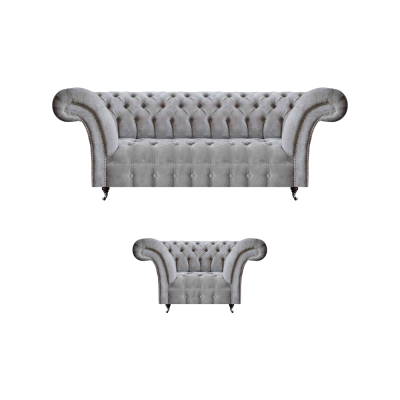 Sofá Chesterfield de lujo completo Sillón tapizado de tres plazas