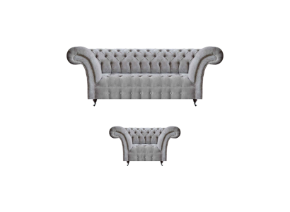 Sofá Chesterfield de lujo completo Sillón tapizado de tres plazas