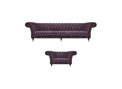 Set de estilo 2 piezas diseño sofá 3 plazas Sillón de lujo Chesterfield sala de estar