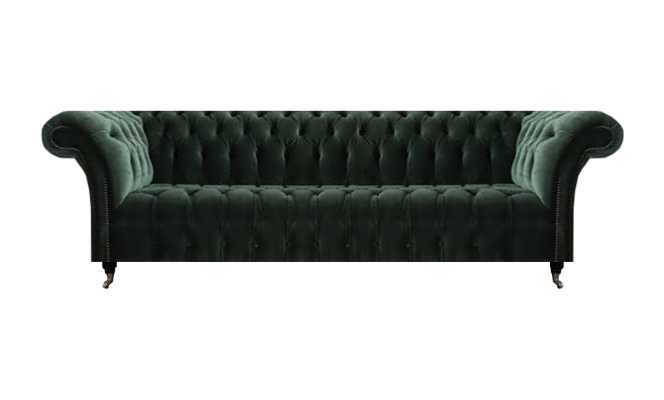 Salón sofá de cuatro plazas tapizado Chesterfield negro mobiliario Chesterfield