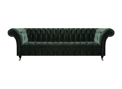 Salón sofá de cuatro plazas tapizado Chesterfield negro mobiliario Chesterfield