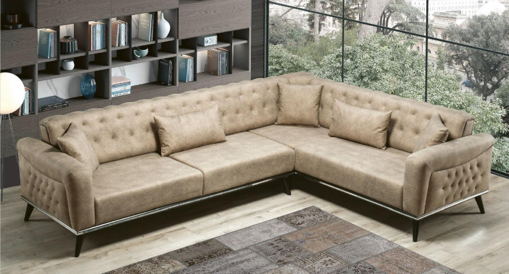Sofá Sofá Beige Conjunto de Sala de Estar Diseño Sofá Moderno Sofá Esquinero Nuevo