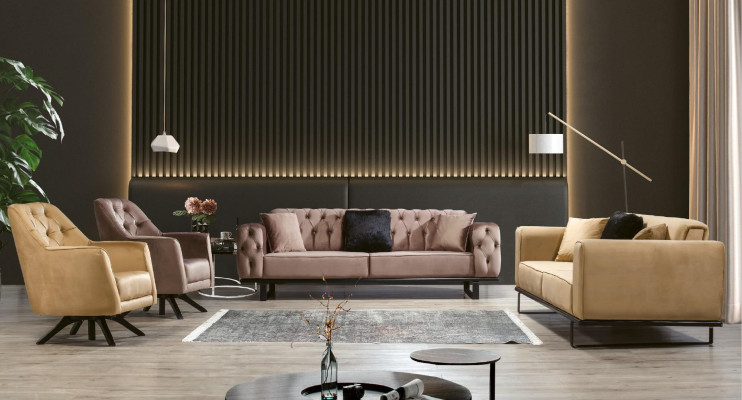 Sofá Chesterfield juego de sofás 3+3+1+1 asientos sofá tapizado muebles conjunto