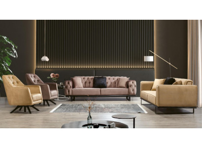 Sofá Chesterfield juego de sofás 3+3+1+1 asientos sofá tapizado muebles conjunto