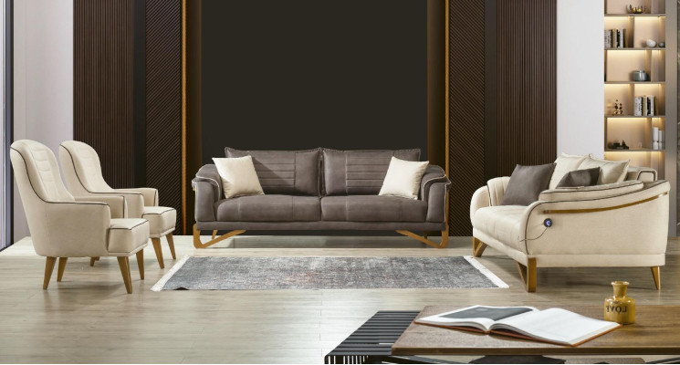 Sofá conjunto de sofá 3+3+1+1 asiento acolchado juego de muebles cojines de asiento 4 piezas