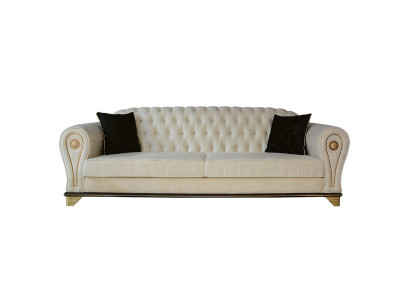 Sofá de diseño de 3 plazas blanco Chesterfield Cubierta de tela de sofá textil tres plazas.