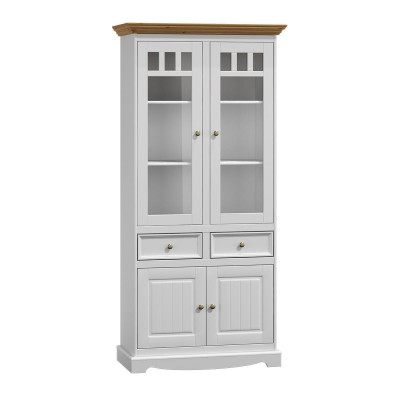 Muebles clásicos para sala de estar en blanco y marrón de madera Vitrina armario muebles
