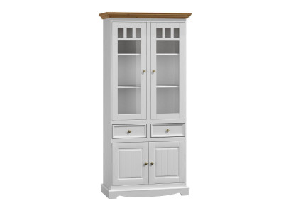 Muebles clásicos para sala de estar en blanco y marrón de madera Vitrina armario muebles