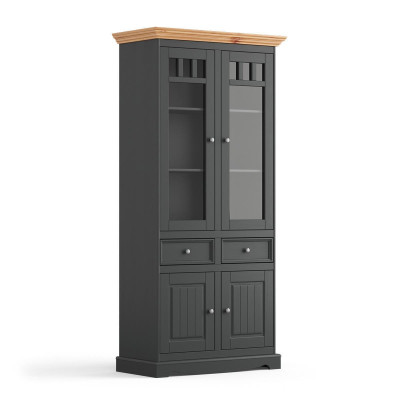 Moderno gabinete de vitrinas vitrina hecho a mano de madera maciza gabinetes de madera maciza vidrio.
