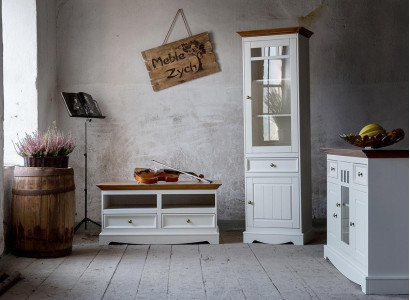 Mueble de pared aparador de casa de campo, muebles de diseñador de 3 piezas. Set de cómoda, mueble de TV, buffet de madera.