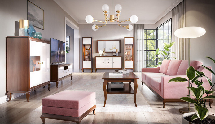 Conjunto de sala de estar vitrina cómoda espejo paredes de salón cómodas diseño