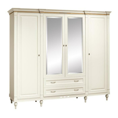 Armario clásico con 4 puertas de madera para dormitorio.