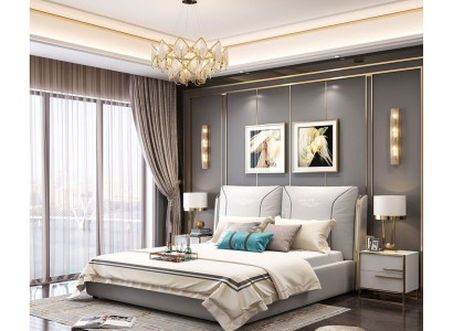 Lujo dormitorio cama tapizada diseño lujo doble hotel camas muebles de hotel