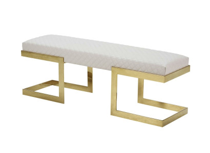 Sofá de cuero blanco Dormitorio Acero inoxidable Diseño moderno Muebles Banco de lujo Reposapiés