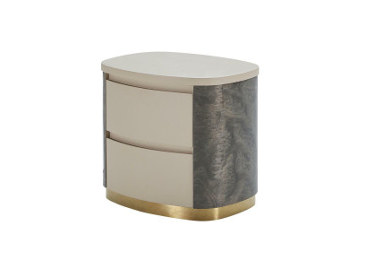 Mesilla de noche lujo beige dormitorio nuevo mesas auxiliares redondas diseño muebles dorado.