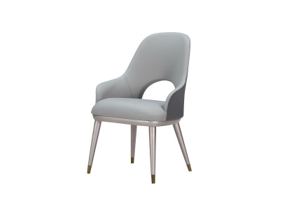 Silla de diseño de silla de salón Muebles de lujo Comedor de acero inoxidable Gris Silla de cuero noble