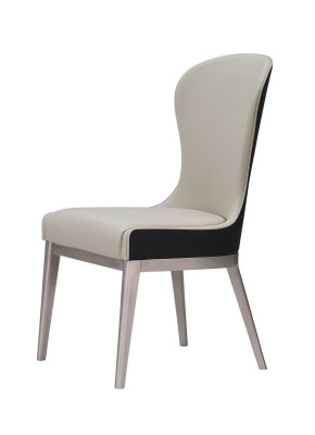 Silla de lujo diseño de butaca sillas mobiliario comedor acero inoxidable gris silla de cuero de alta calidad