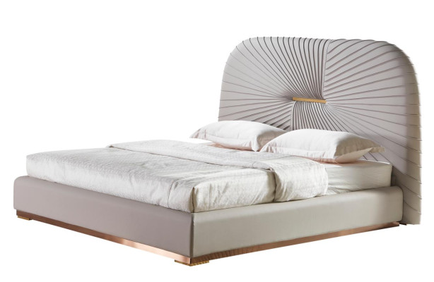 Cama doble dormitorio Beige Nuevo Muebles de diseño moderno creativos de lujo en madera