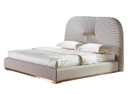 Cama doble dormitorio Beige Nuevo Muebles de diseño moderno creativos de lujo en madera