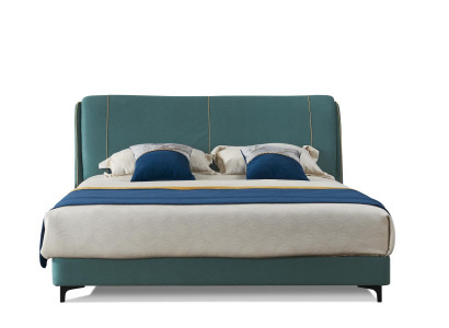 Diseño de cama de lujo para dormitorio, muebles de cama tapizados, ropa de cama turca para hotel doble.