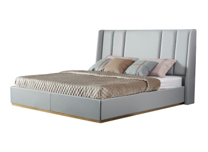 Cama Dormitorio Azul claro Nuevo Creativo Diseño Moderno Muebles Madera Lujo Camas